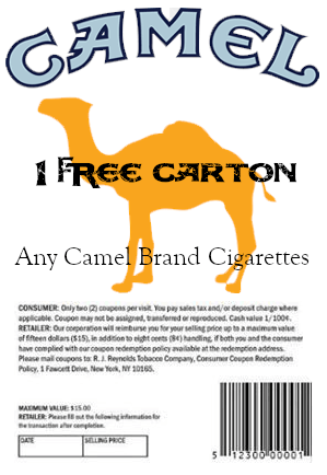 Coupon for 1 Free Carton of Camels