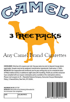 Coupon for 3 Free Packs of Camels