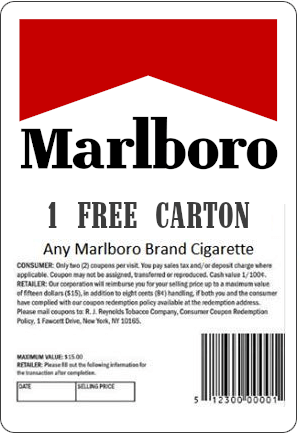 Coupon for 1 Free Carton of Marlboros