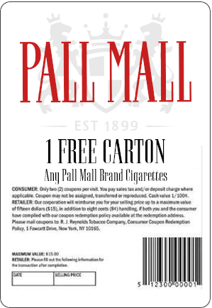 Coupon for 1 Free Carton of Pall Malls
