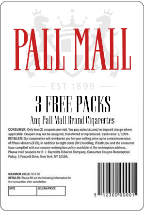 Coupon for 3 Free Packs of Pall Malls