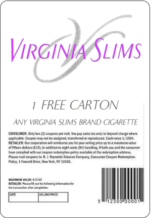 Coupon for 1 Free Carton of Virginia Slims