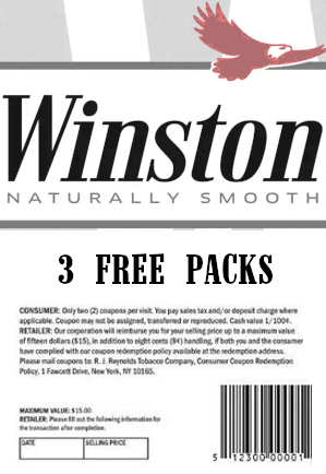 3 Free Packs of Winston Cigarettes Coupon